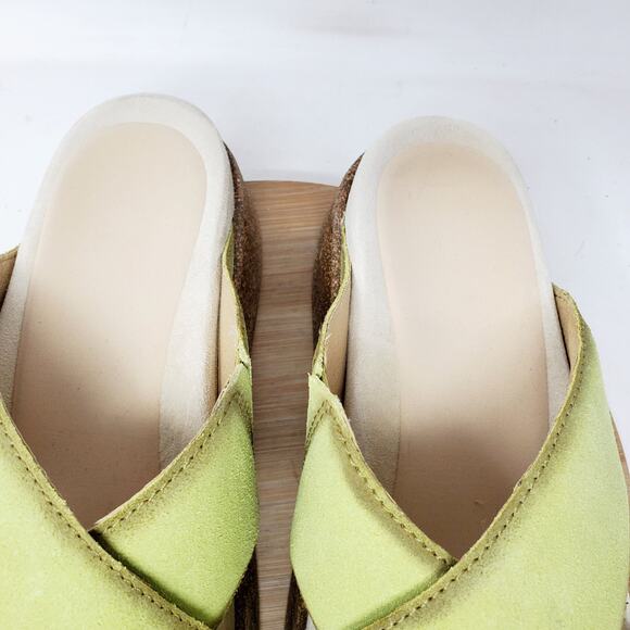 Dansko Bridget Platform Sandal Women 37 Chartreuse Leather Chunky Sole Boho Shoe - Picture 5 of 14